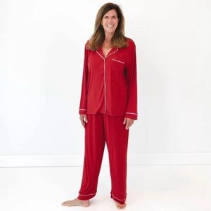 Little Sleepies Womens Long Sleeve Pajama Set Bamboo Holiday Red XL Buttery Soft